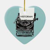 ヴィンテージの歴史家のレトロのタイプライターのイラストレーション セラミックオーナメント (裏面)