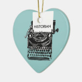 ヴィンテージの歴史家のレトロのタイプライターのイラストレーション セラミックオーナメント (左)