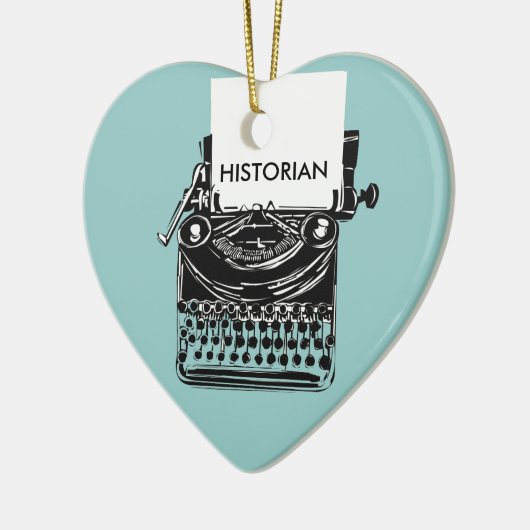 ヴィンテージの歴史家のレトロのタイプライターのイラストレーション セラミックオーナメント (左)