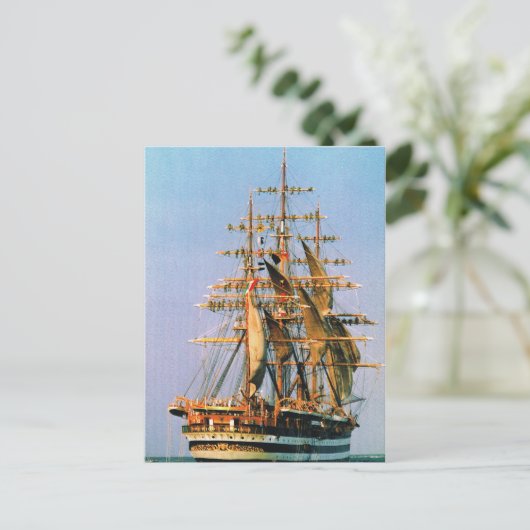 ヴィンテージの歴史的な船、アメリゴ・ヴェスプッチイタリアン、 ポストカード (スタンド正面)