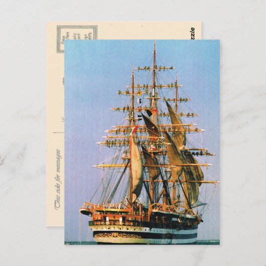 ヴィンテージの歴史的な船、アメリゴ・ヴェスプッチイタリアン、 ポストカード (正面/裏面)