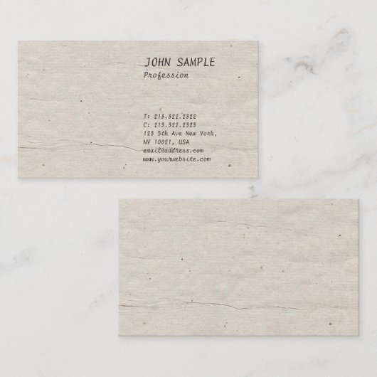 ヴィンテージの歴史的専門の平野によって使用される一見 名刺 (正面/裏面)