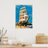 ヴィンテージの歴史船、星のインディア・サンディエゴ ポスター (キッチン)