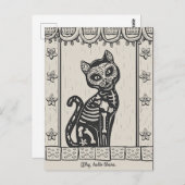 ヴィンテージの死んだ猫のスケルトン ポストカード (正面/裏面)