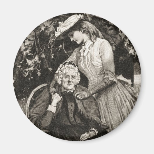 ヴィンテージの母と娘 マグネット (正面)