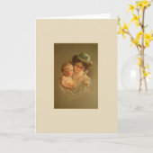 ヴィンテージの母と子のノートカード カード (黄色い花)