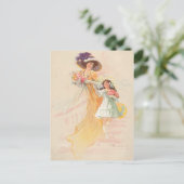 ヴィンテージの母と子 ポストカード (スタンド正面)