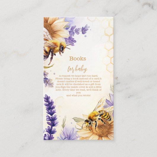 ヴィンテージの母と蜂の黄色の紫の本ベビー エンクロージャーカード (正面)