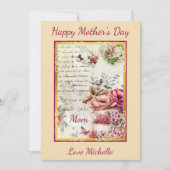 ヴィンテージの母の日のコラージュ カード (正面)