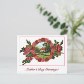 ヴィンテージの母の日の挨拶とバラ ポストカード (スタンド正面)