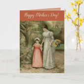 ヴィンテージの母の日の朝の散歩 カード (黄色い花)