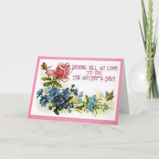 ヴィンテージの母の日の花 カード (正面)
