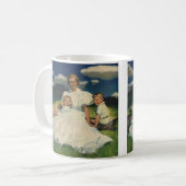 ヴィンテージの母の日、ママと子供たち コーヒーマグカップ (正面左)