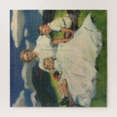 ヴィンテージの母の日、ママと子供たち ジグソーパズル (縦)