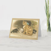 ヴィンテージの母猫および子ネコのメッセージカード カード (正面)