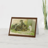 ヴィンテージの母猫および子ネコのメッセージカード カード (正面)