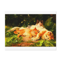 ヴィンテージの母猫と子猫たちよくはしゃぐ