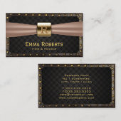 ヴィンテージの毛及び化粧の金ゴールドのモノグラムSteampunk 名刺 (正面/裏面)