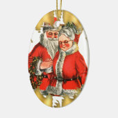 ヴィンテージの氏およびサンタクロース夫人のクリスマスのオーナメント セラミックオーナメント (左)