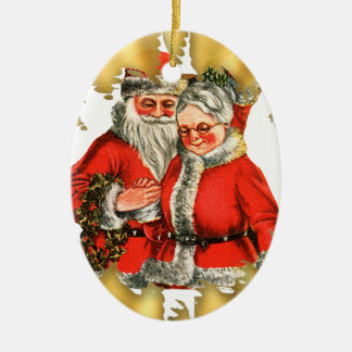 ヴィンテージの氏およびサンタクロース夫人のクリスマスのオーナメント セラミックオーナメント