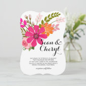 ヴィンテージの民間伝承の花の旗のリボンの結婚式 招待状 (スタンド正面)