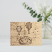 ヴィンテージの気球 - スチームパンク ポストカード (スタンド正面)