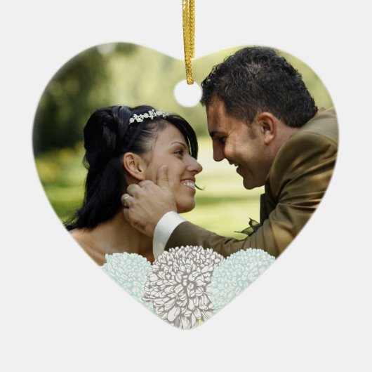 ヴィンテージの水によっては結婚式の写真のオーナメントが開花します セラミックオーナメント (正面)