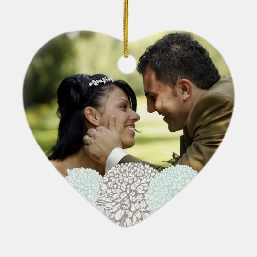 ヴィンテージの水によっては結婚式の写真のオーナメントが開花します セラミックオーナメント (裏面)