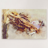 ヴィンテージの水の色は野生の西ロデオ女性のカーボーイで ジグソーパズル (横)