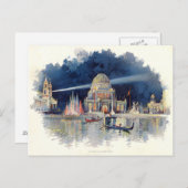 ヴィンテージの水彩グランドコートの夜 ポストカード (正面/裏面)