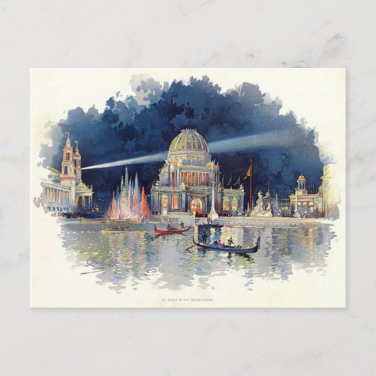 ヴィンテージの水彩グランドコートの夜 ポストカード (正面)
