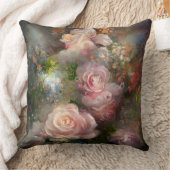 ヴィンテージの水彩テ絵を描ープの柔らかいピンクのバラ クッション (ブランケット)