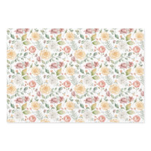 ヴィンテージの水彩バラと緑のパターン