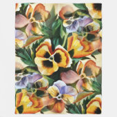 ヴィンテージの水彩パンシーガーデンで暖かい秋 フリースブランケット (正面)