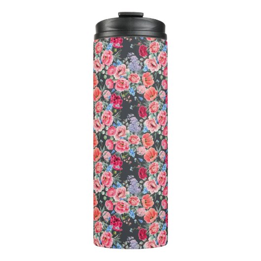 ヴィンテージの水彩ピンクと赤いバラの模様 タンブラー (正面)