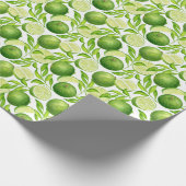 ヴィンテージの水彩ライムと緑のパターン ラッピングペーパー (角)