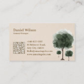 ヴィンテージの水彩樹の名刺 名刺 (裏面)