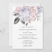 ヴィンテージの水彩画のアジサイおよびバラ結婚する| 招待状 (正面)