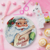 ヴィンテージの水彩画のサンタクロースのメリークリスマス ペーパープレート (パーティー)
