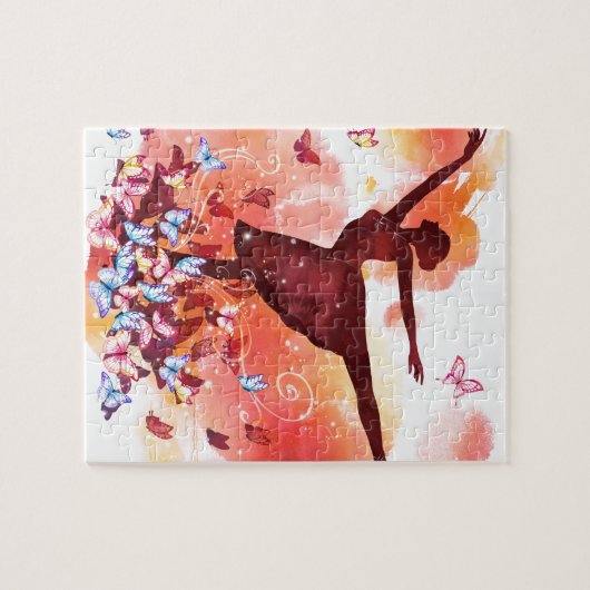 ヴィンテージの水彩画のバレリーナのダンサーのバレエおよびしかし ジグソーパズル (横)