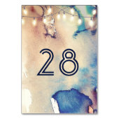 ヴィンテージの水彩画のビーチ結婚式 テーブルナンバー (裏面)