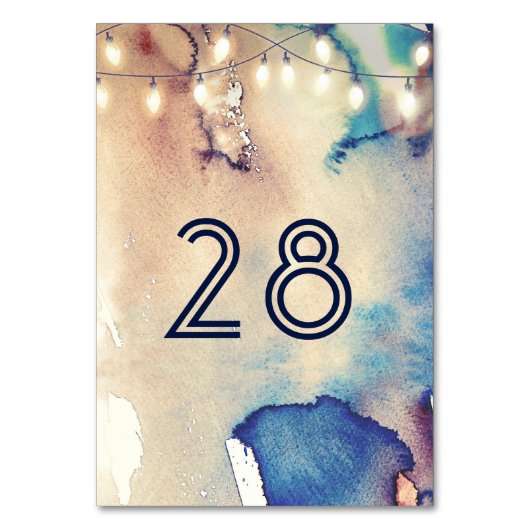 ヴィンテージの水彩画のビーチ結婚式 テーブルナンバー (正面)