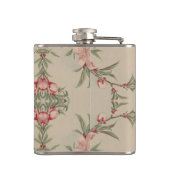 ヴィンテージの水彩画のピンクの花柄 フラスク (裏面)