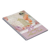 ヴィンテージの水彩画の花および鳥の住所録| ノートブック (右側)