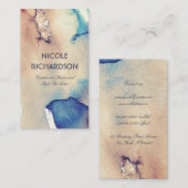 ヴィンテージの水彩画海軍アイボリーおよびティール（緑がかった色）ははねかけます 名刺 (正面/裏面)