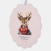 ヴィンテージの水彩鹿と。メリークリスマス オーナメントカード (左)