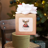 ヴィンテージの水彩鹿と。メリークリスマス スクエアシール