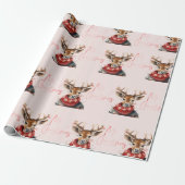 ヴィンテージの水彩鹿と。メリークリスマス ラッピングペーパー (アンロールド)