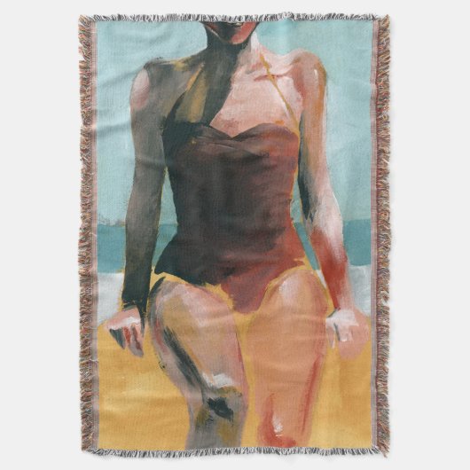 ヴィンテージの水泳-赤い水着 スローブランケット (正面縦)