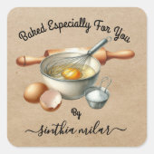 ヴィンテージの水焼いた色YOUギフトラベル スクエアシール (正面)